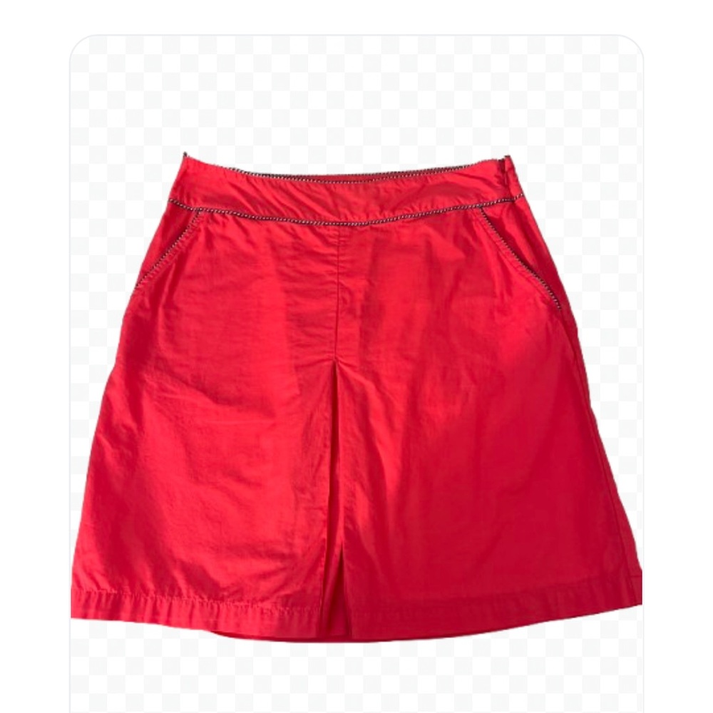 LL Bean Pink 100% Cotton Side Zipper Front Pleat Knee Length Skirt Size 6